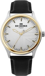 Ben Sherman WB036B con correa de cuero negra y caja gris