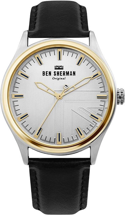 Ben Sherman WB036B con correa de cuero negra y caja gris Ben Sherman WB036B con correa de cuero negra y caja gris