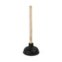 Benson Desatascador Clásico Negro con Mango de Madera, Diámetro 13.5 cm x 40 cm