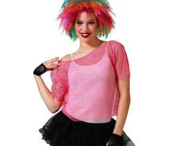Camiseta de rejilla rosa