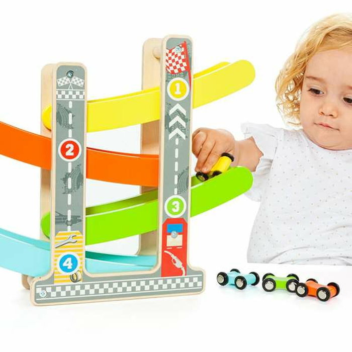 Molto Pista Rampa De Coches de madera con 4 coches