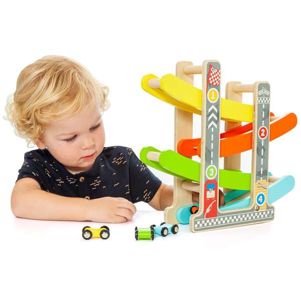 Molto Pista Rampa de Coches de Madera Incluye 4 Coches Juguete Infantil