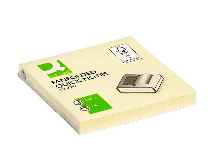 Q-connect Bloc Notas Adhesivas Quita y Pon Zig-Zag Amarillo 76x76 mm 100 Hojas