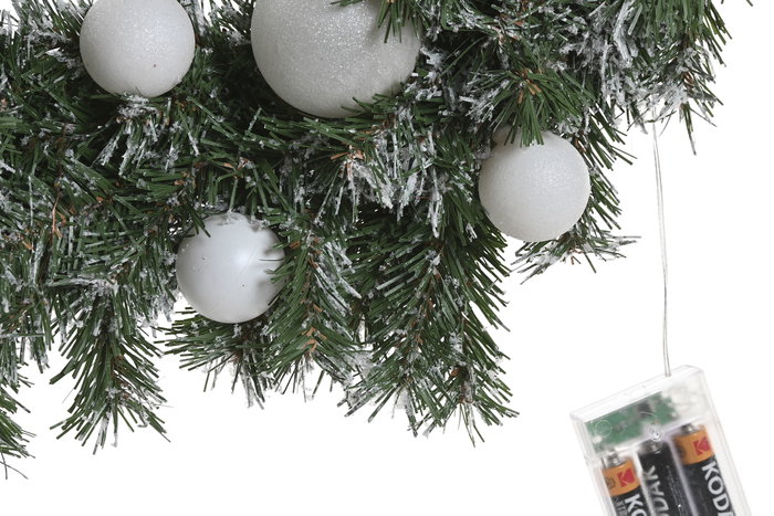 DKD Home Decor Corona Navidad Alpina Verde Blanco 60x60x15 cm (2 Unidades) 50 Leds