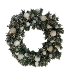 DKD Home Decor Corona Navidad Alpina Verde Blanco 60x60x15 cm (2 Unidades) 50 Leds