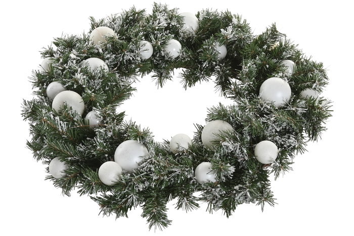 DKD Home Decor Corona Navidad Alpina Verde Blanco 60x60x15 cm (2 Unidades) 50 Leds