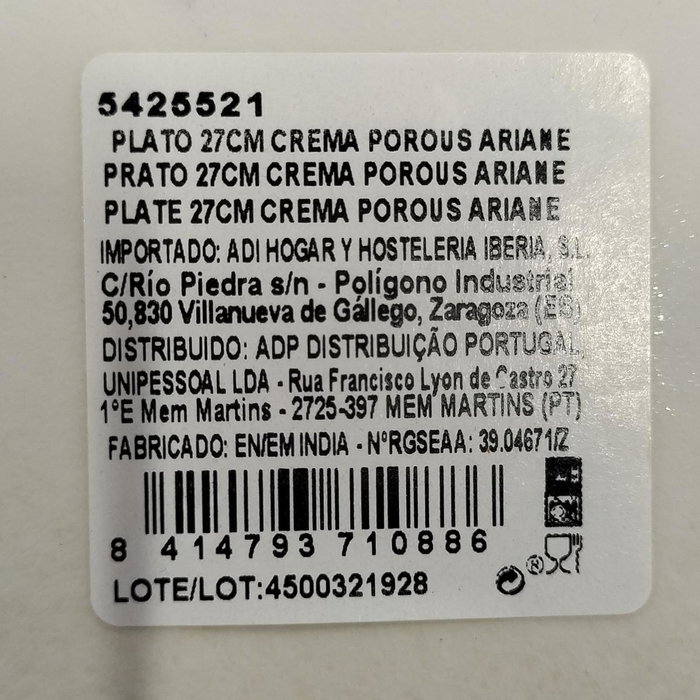 Ariane Plato Porous de Porcelana Reforzada 27 cm Beige