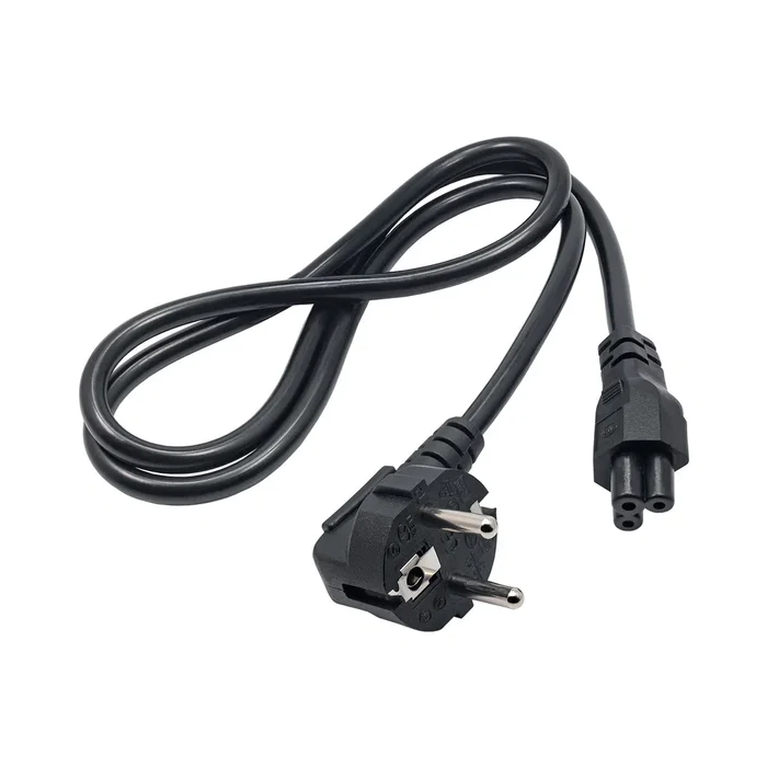 Akyga AK-NB-08A Cable de Alimentación Híbrido CEE7/7 Angular a C5 IEC Derecho para Portátiles - 1 metro - Negro