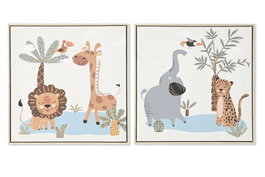 DKD Home Decor Cuadros Lienzo Animales de la Selva Surtido 2 Piezas