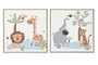 DKD Home Decor Cuadros Lienzo Animales de la Selva Surtido 2 Piezas