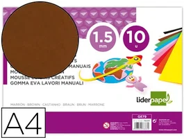 Liderpapel Goma Eva DIN A4 Marrón, 1.5mm Grosor, Paquete de 10 Hojas