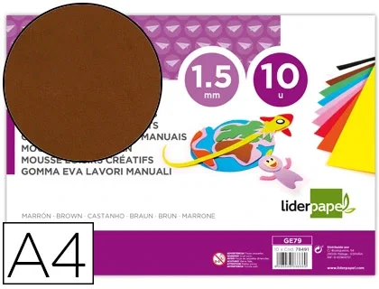 Liderpapel Goma Eva DIN A4 Marrón, 1.5mm Grosor, Paquete de 10 Hojas Liderpapel Goma Eva DIN A4 Marrón, 1.5mm Grosor, Paquete de 10 Hojas