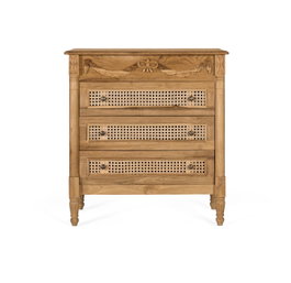 GINER Y COLOMER Cómoda de madera maciza de teca con 3 cajones de rejilla 80 cm