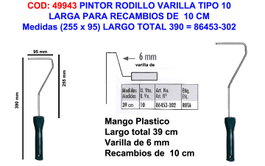 Rodillo de pintura con mango de varilla larga 390 mm 86453-302
