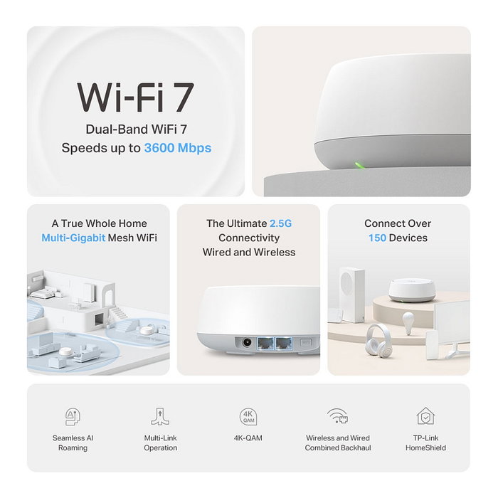 TP-Link Deco BE25(2-PACK) Sistema Wi-Fi Mesh Wi-Fi 7 Doble Banda Blanco