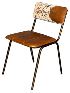 DKD Home Decor Silla de Piel y Metal Marrón DKD Home Decor Silla de Piel y Metal Marrón