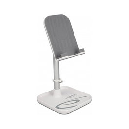 DeLOCK Soporte telescópico para smartphones y tabletas con almacenamiento, Plata y Blanco