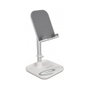 DeLOCK Soporte telescópico para smartphones y tabletas con almacenamiento, Plata y Blanco