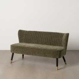 Ixia Sofá Verde de Tejido y Madera para Salón