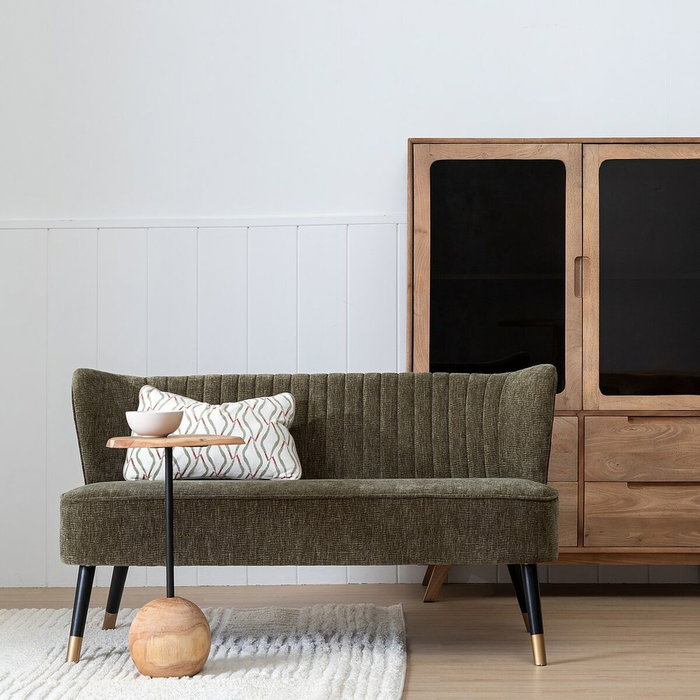 Ixia Sofá Verde de Tejido y Madera para Salón Ixia Sofá Verde de Tejido y Madera para Salón