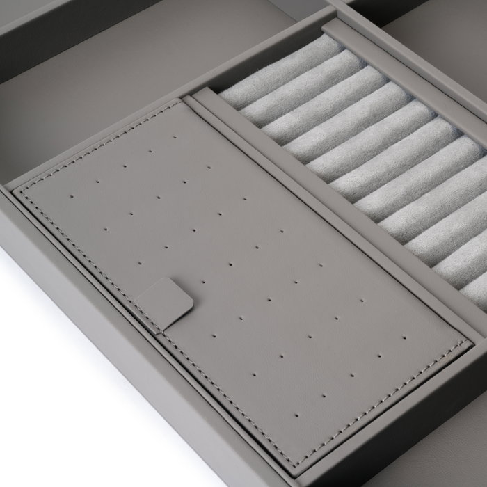 Emuca Kit de cajón organizador y bastidor regulable Quartz para armarios, guías de cierre suave y extracción total, Módulo 70cm, Acabado Titanio