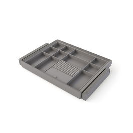 Emuca Kit de cajón organizador y bastidor regulable Quartz para armarios, guías de cierre suave y extracción total, Módulo 70cm, Acabado Titanio