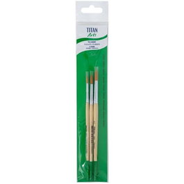Titan Arts Set de 5 Pinceles Redondos 258-4-6-8, Cerda Natural para Acrílica, Gouache y Acuarela, 3 Pinceles en Blíster (Set de 5)