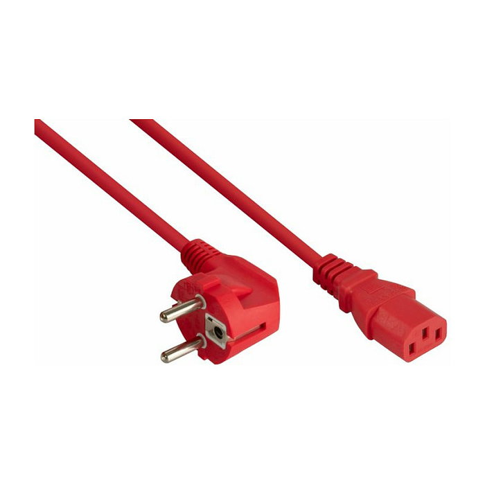 Kabelmeister Cable de alimentación con toma de tierra de 90° a C13, 3m, rojo Kabelmeister Cable de alimentación con toma de tierra de 90° a C13, 3m, rojo