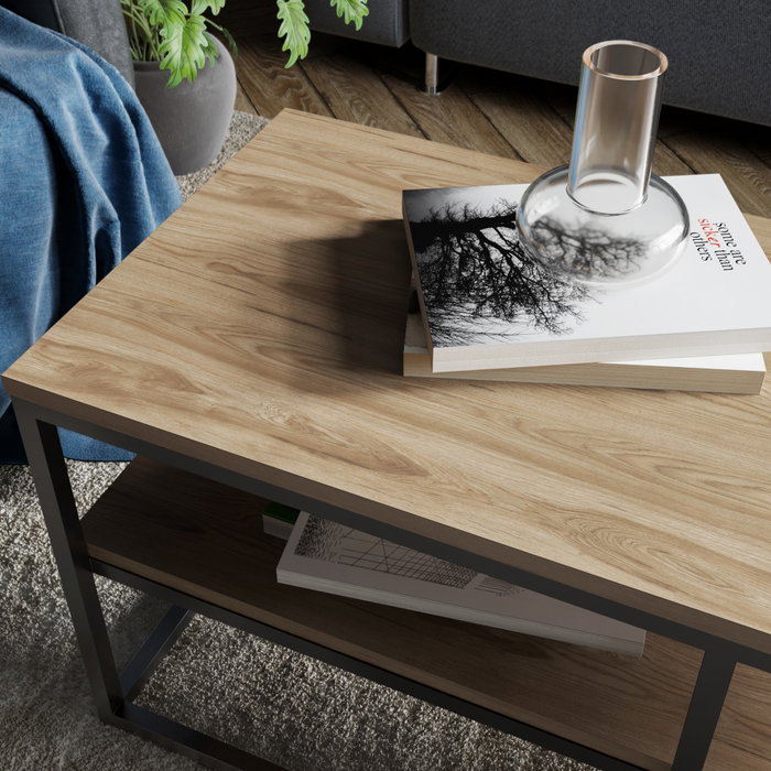 Hanah Home Mesa de Centro Industrial Walnut 110.4x47x52 cm