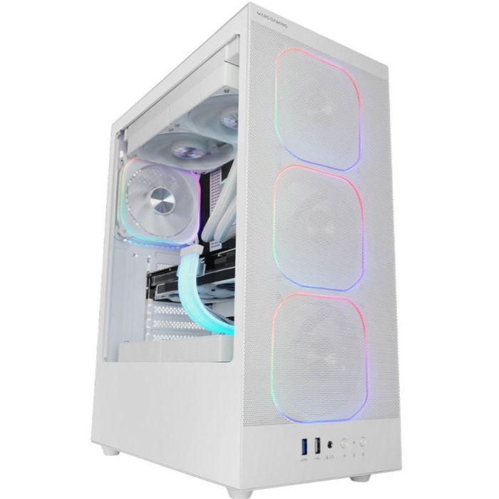 Mars Gaming MC-NEBULAW Caja Ordenador ATX Semitorre Blanca con Cristal Templado y 4 Ventiladores ARGB Incluidos (3x120mm Frontal, 1x120mm Trasero)