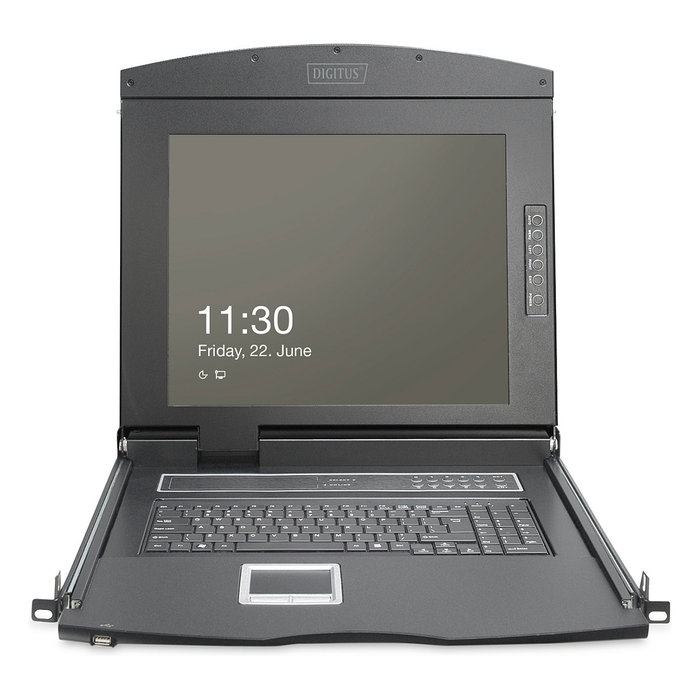 Consola kvm digitus modular hd lcd con tft de 19" 1 puerto vga, conmutador kvm negro, distribuciÓn de teclado alemÁn, conexiÓn k Consola kvm digitus modular hd lcd con tft de 19" 1 puerto vga, conmutador kvm negro, distribuciÓn de teclado alemÁn, conexiÓn k