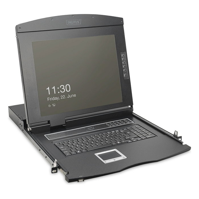 Consola kvm digitus modular hd lcd con tft de 19" 1 puerto vga, conmutador kvm negro, distribuciÓn de teclado alemÁn, conexiÓn k Consola kvm digitus modular hd lcd con tft de 19" 1 puerto vga, conmutador kvm negro, distribuciÓn de teclado alemÁn, conexiÓn k