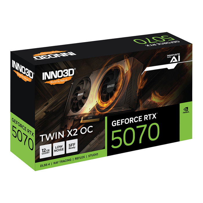 Inno3D Tarjeta Gráfica GeForce RTX 5070 Twin X2 OC 12GB GDDR7 PCI Express 5.0 Doble Ventilador