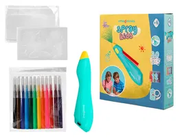 Imaginovo Aerografo Infantil Recargable USB con 30 Plantillas y 12 Rotuladores de Colores para Niños a partir de 6 Años