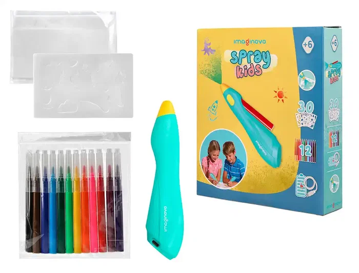 Imaginovo Aerografo Infantil Recargable USB con 30 Plantillas y 12 Rotuladores de Colores para Niños a partir de 6 Años Imaginovo Aerografo Infantil Recargable USB con 30 Plantillas y 12 Rotuladores de Colores para Niños a partir de 6 Años