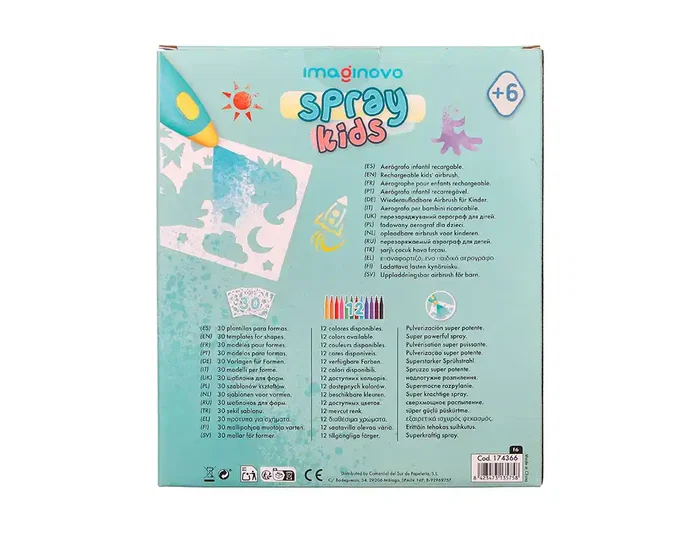 Imaginovo Aerografo Infantil Recargable USB con 30 Plantillas y 12 Rotuladores de Colores para Niños a partir de 6 Años Imaginovo Aerografo Infantil Recargable USB con 30 Plantillas y 12 Rotuladores de Colores para Niños a partir de 6 Años