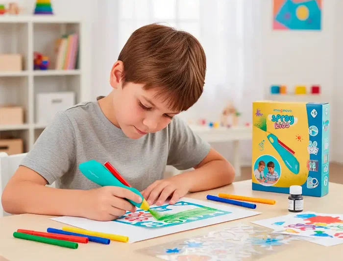 Imaginovo Aerografo Infantil Recargable USB con 30 Plantillas y 12 Rotuladores de Colores para Niños a partir de 6 Años Imaginovo Aerografo Infantil Recargable USB con 30 Plantillas y 12 Rotuladores de Colores para Niños a partir de 6 Años