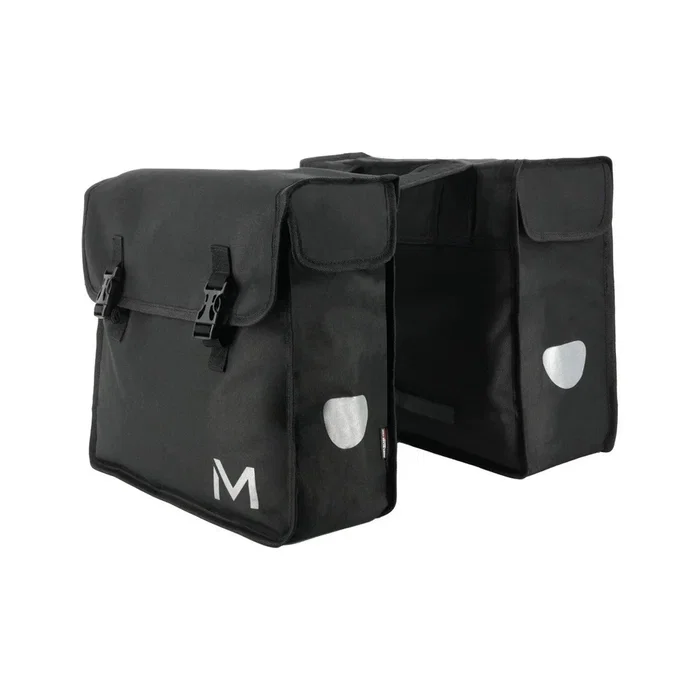 Mobilis Bolsa para Bicicleta 070002 Maleta Trasera 30L Poliéster Negro Impermeable, 2 Compartimentos, Reflectante, 36.5 x 40 x 26 cm