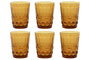 DKD Home Decor Set de 6 Vasos de Cristal Relieve Ámbar Classic Garbo 240ml