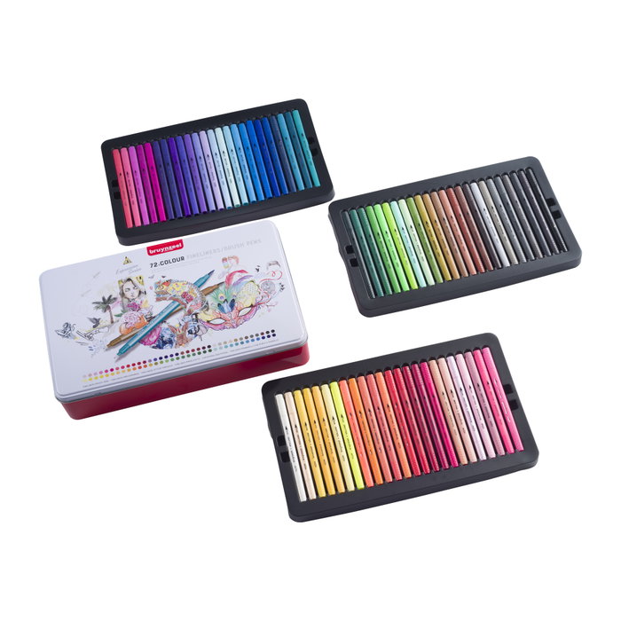 Bruynzeel Creatives Set de Rotuladores Punta Fina y Puntapincel 72 Colores