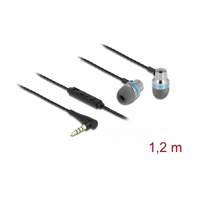 DeLOCK Auriculares Intrauriculares con Micrófono y Control de Volumen Gris