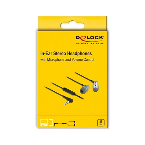 DeLOCK Auriculares Intrauriculares con Micrófono y Control de Volumen Gris