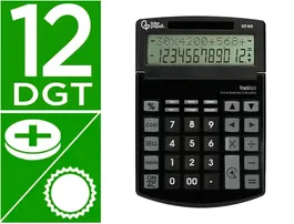 Liderpapel Calculadora Sobremesa XF40 12 Dígitos Solar y Pilas Negro 40% Reciclada 175x120x30 mm
