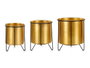 Giftdecor Set 3 Maceteros Grande Soporte Mini Metal Oro y Negro 40x22x21 cm (Set de 4)