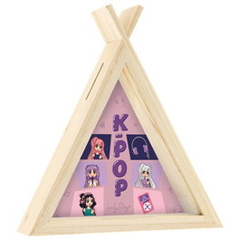 LOVELY STORY Hucha K-Pop Rosa - Alcancía Decorativa, Tamaño 18.5x16.5x5 cm