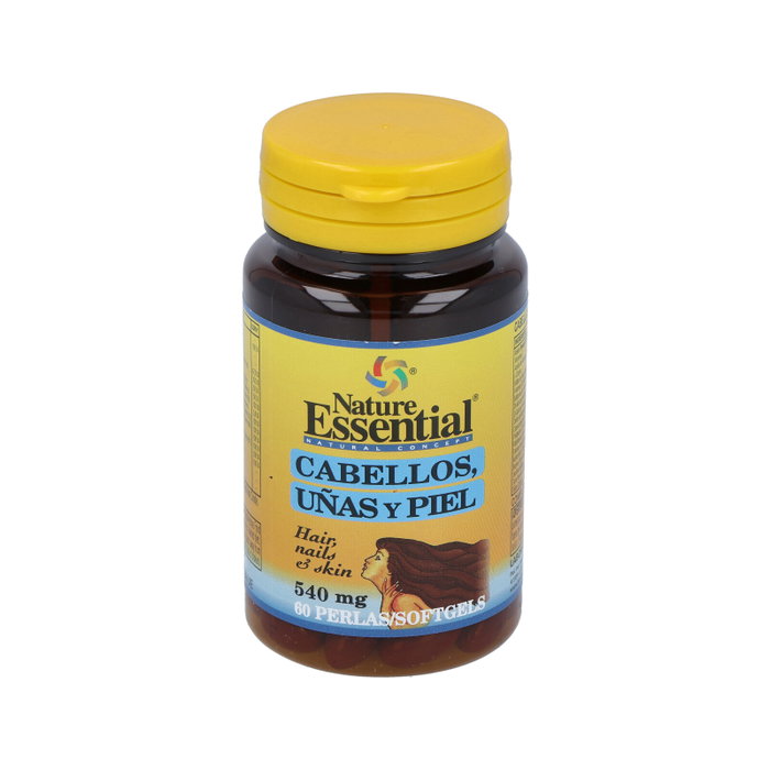 Nature Essential Suplemento Cabello Uñas y Piel 540mg - 60 Perlas con Zinc, Biotina y Vitaminas para Piel, Cabello y Uñas Nature Essential Suplemento Cabello Uñas y Piel 540mg - 60 Perlas con Zinc, Biotina y Vitaminas para Piel, Cabello y Uñas