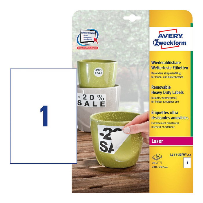 AVERY Zweckform Etiquetas de película resistentes al agua 210,0 x 297,0 mm