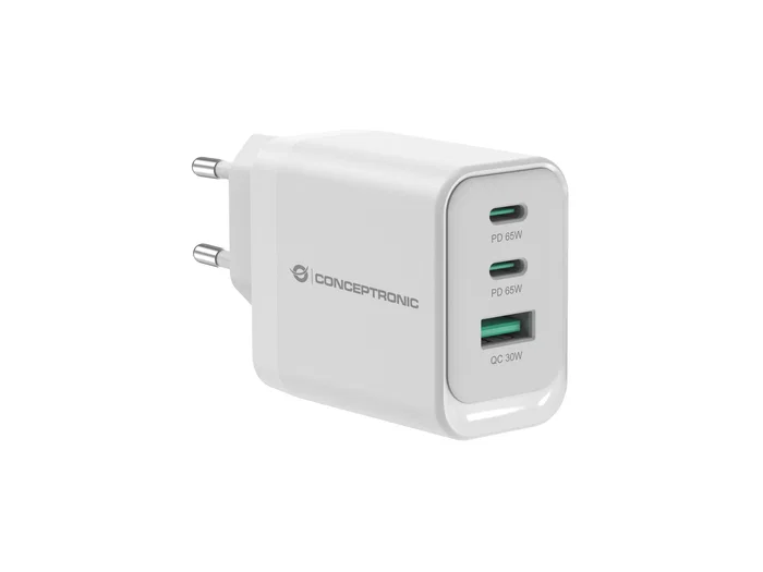 Conceptronic ALTHEA21W65 Cargador de pared 65W 2x USB-C 1x USB-A Blanco Conceptronic ALTHEA21W65 Cargador de pared 65W 2x USB-C 1x USB-A Blanco