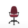 Silla de oficina Algarra con mecanismo Contacto permanente básico tapizada con Tela color Granate. Equipada con Base poliamida negra, Brazos 2D y Ruedas autofrenantes