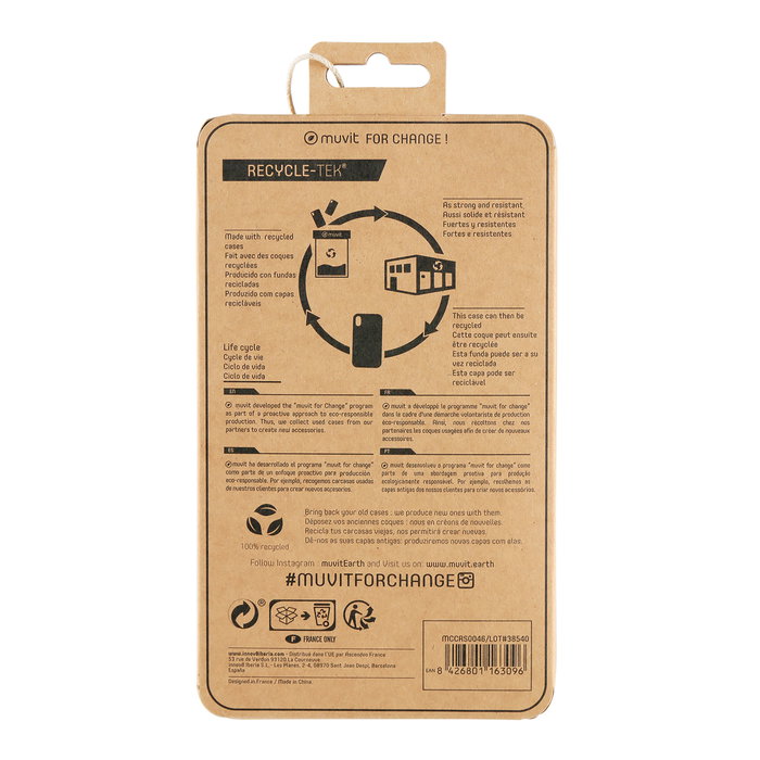 Muvit Funda Recycletek para Apple iPhone 12, Fabricada con Materiales Reciclados y Reciclable